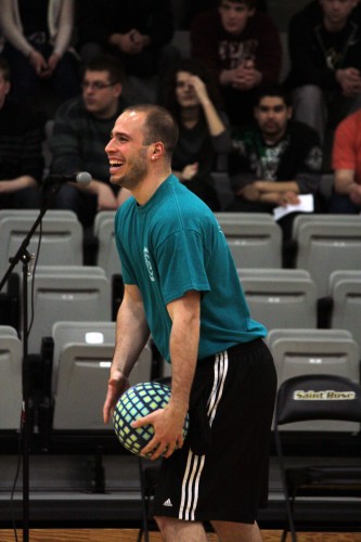 James Wilson smiles during the dodgeball tournament.