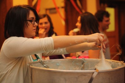 Brittany Carusone serves cotton candy