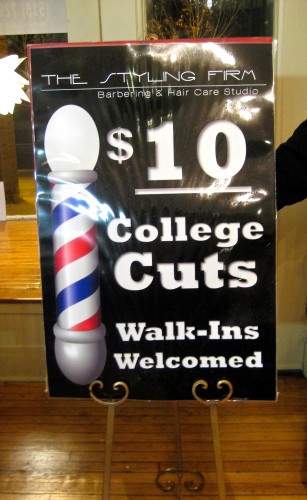 The salon offers $10 haircuts for college students. Photo by Maria Gesek.